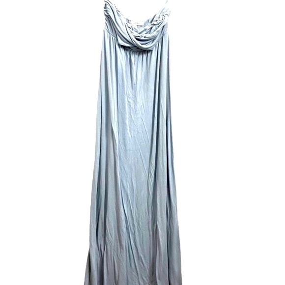 The Vanity Room Rayon Dusty Blue Strapless Maxi Sz Small - Picture 2 of 6